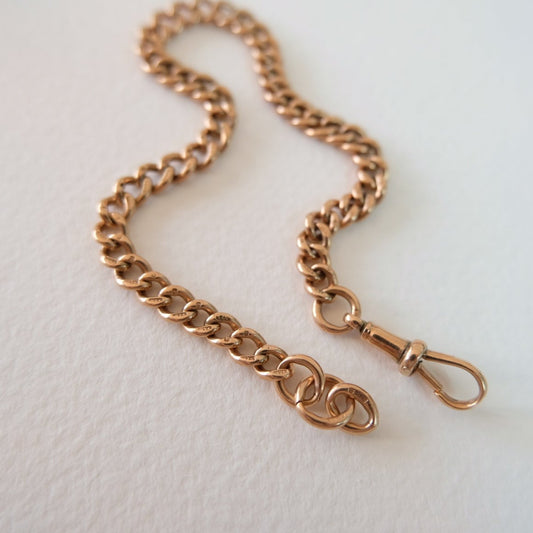 Antique 9ct Rose Gold Albert Bracelet/Chain Extender with Dog Clip