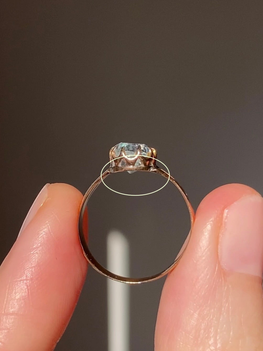 Antique 9ct Gold Aquamarine Solitaire Ring