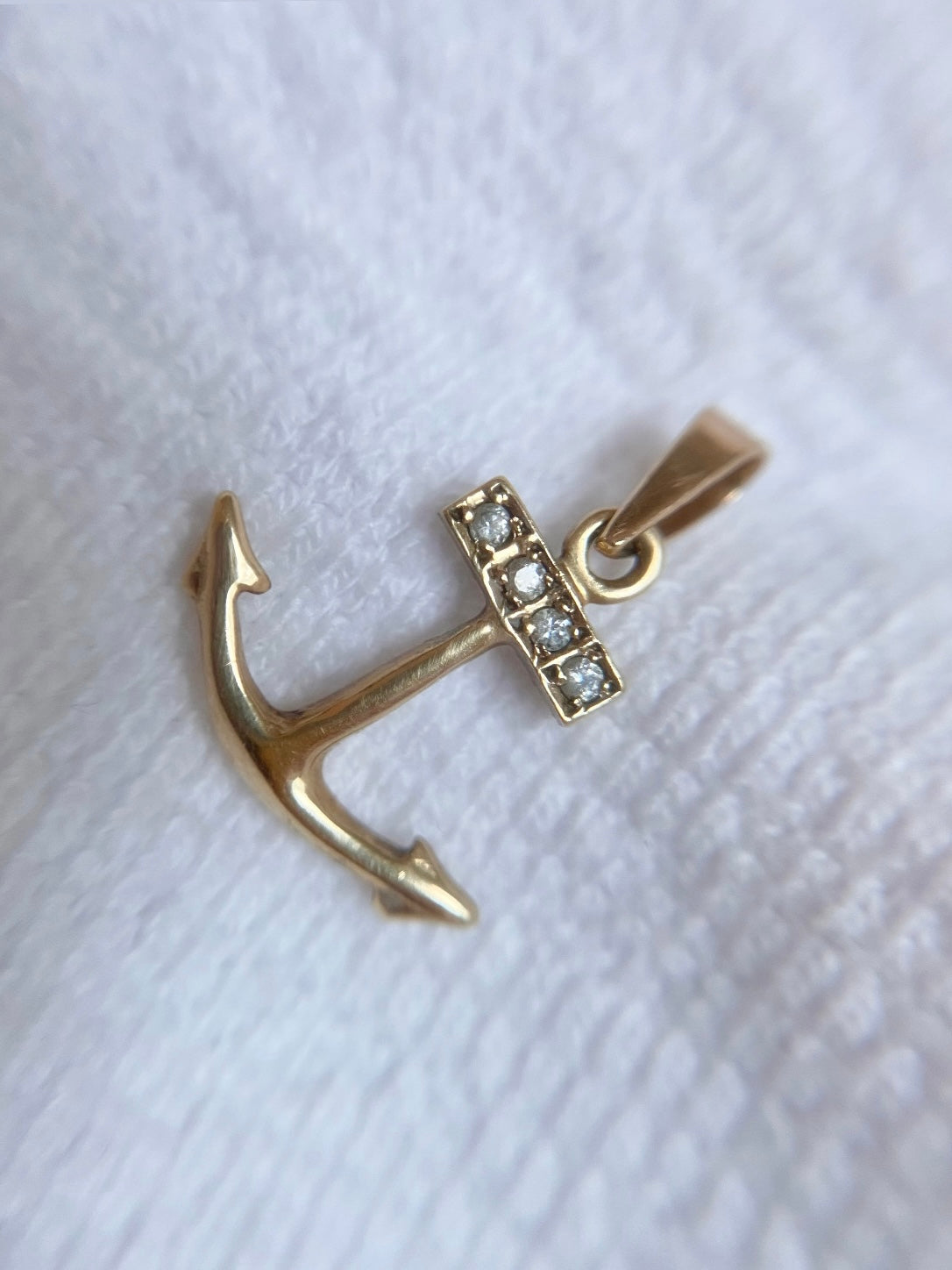 Vintage 9ct Gold Diamond Anchor Pendant
