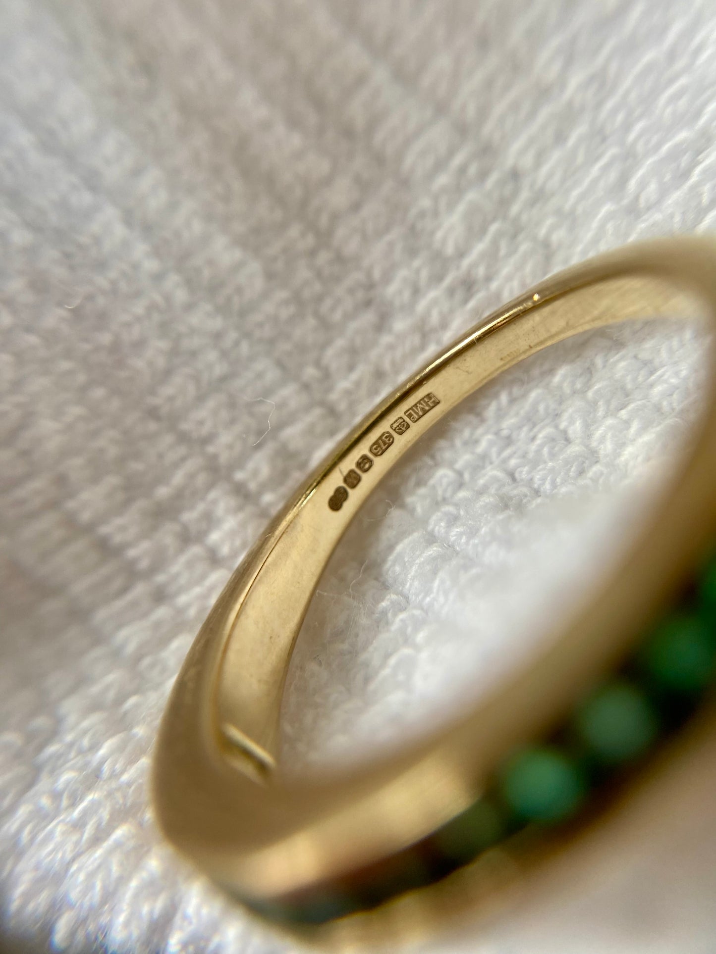 Preloved 9ct Gold Emerald Half Eternity Ring