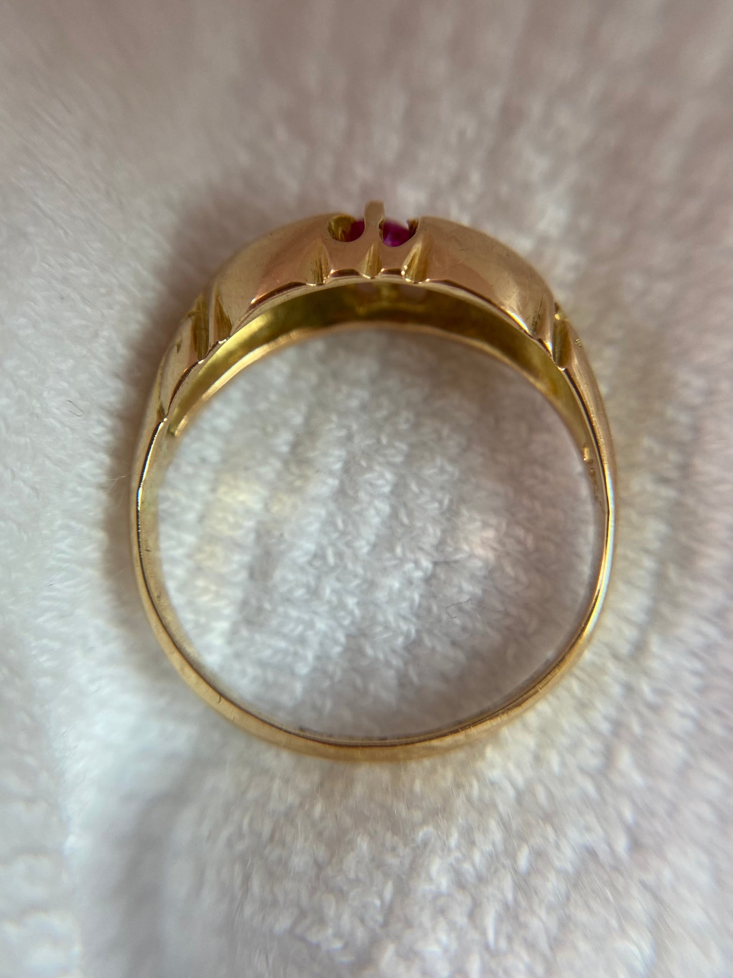 Antique 18ct Gold Pink Topaz + Diamond Boat Ring