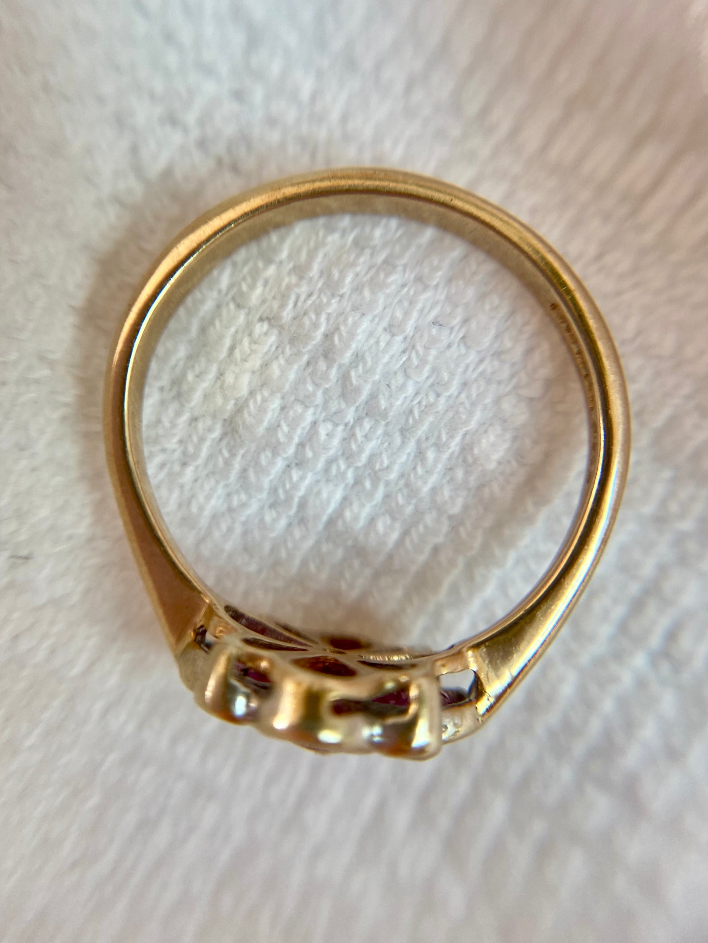 Vintage 9ct Gold Tourmaline + Diamond Flower Ring