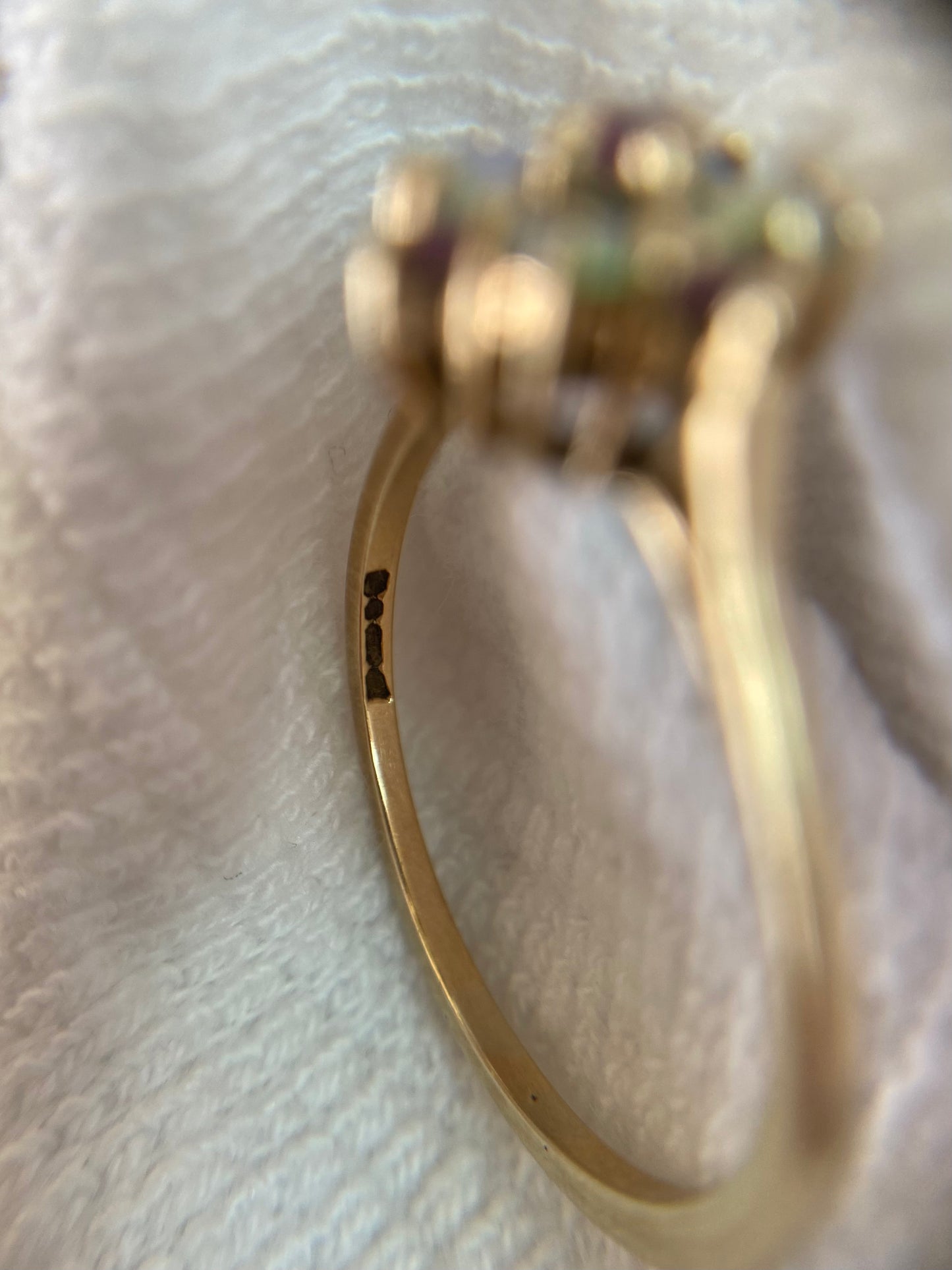 Vintage 9ct Gold Ruby & Opal Flower Ring