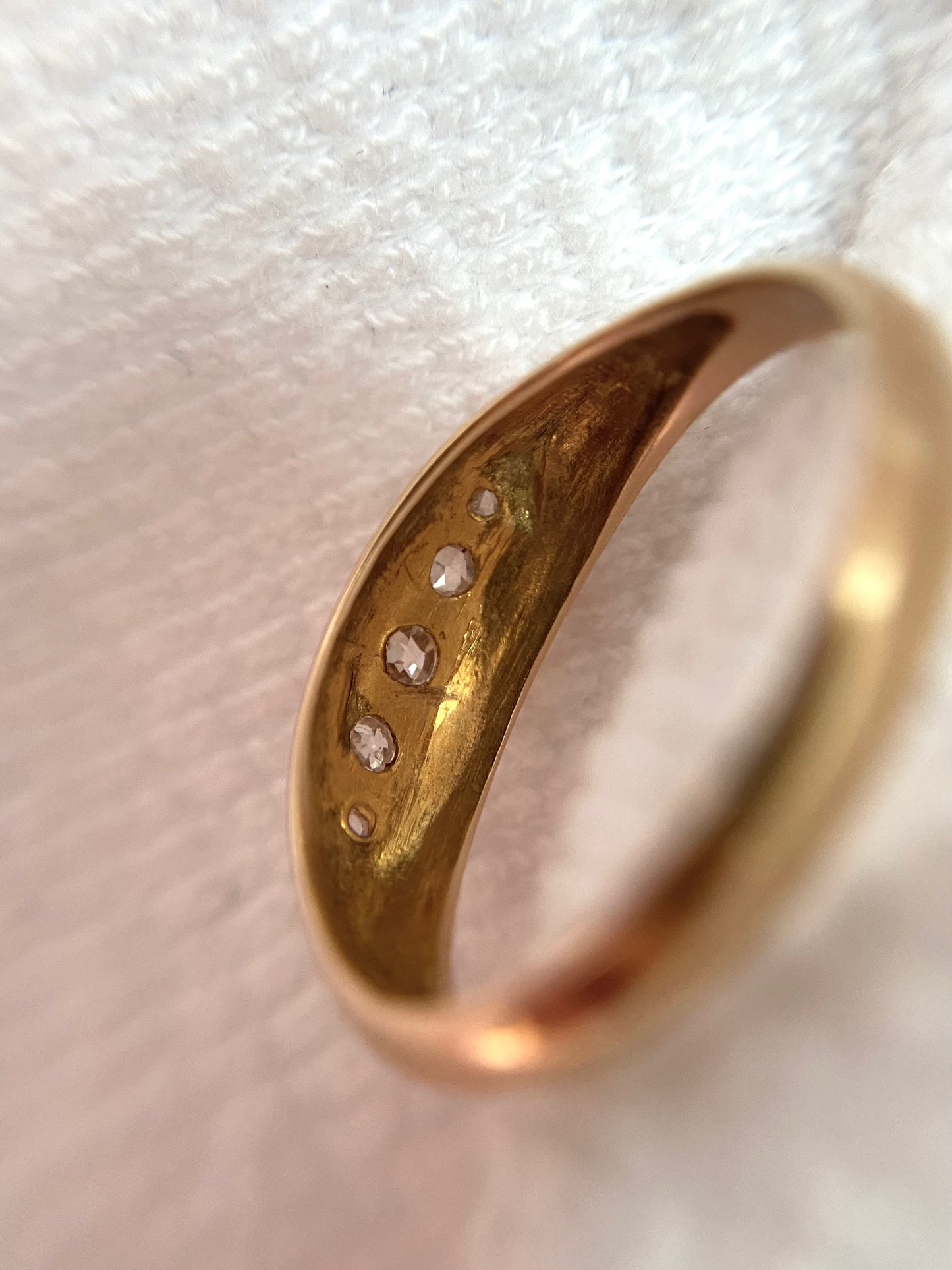 Antique 18ct Gold Diamond Knife Edge Boat Ring