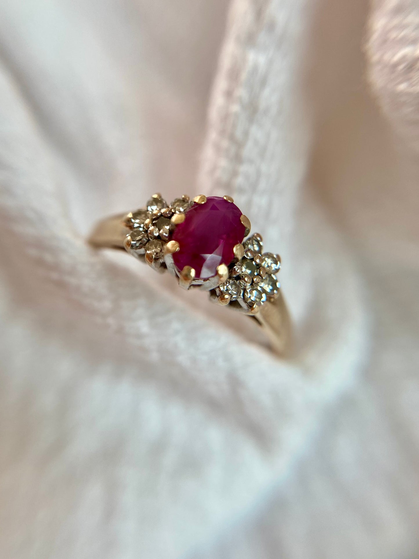Vintage 9ct Gold Ruby Diamond Ring