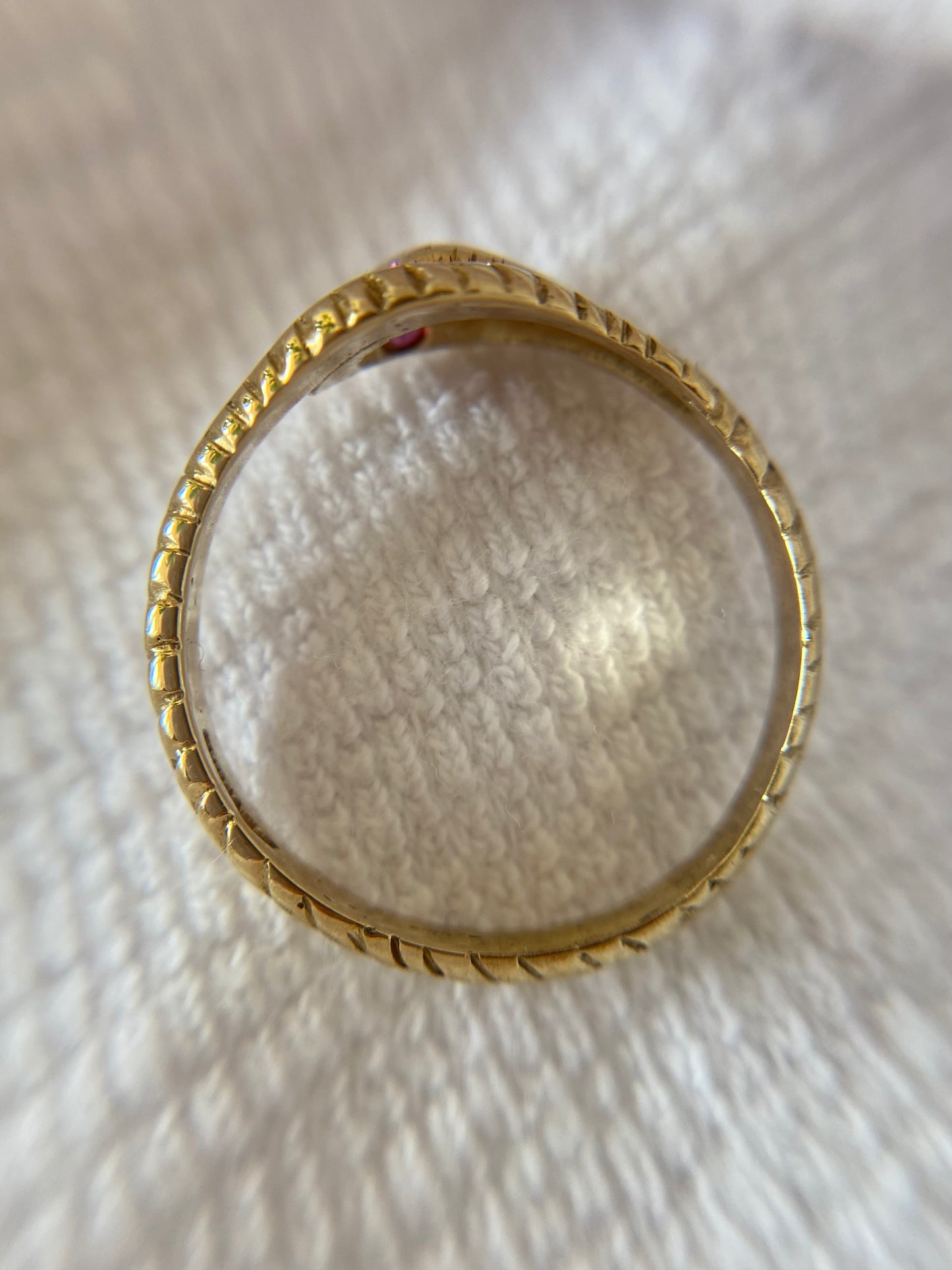 Vintage 9ct Gold Ruby Snake Ring