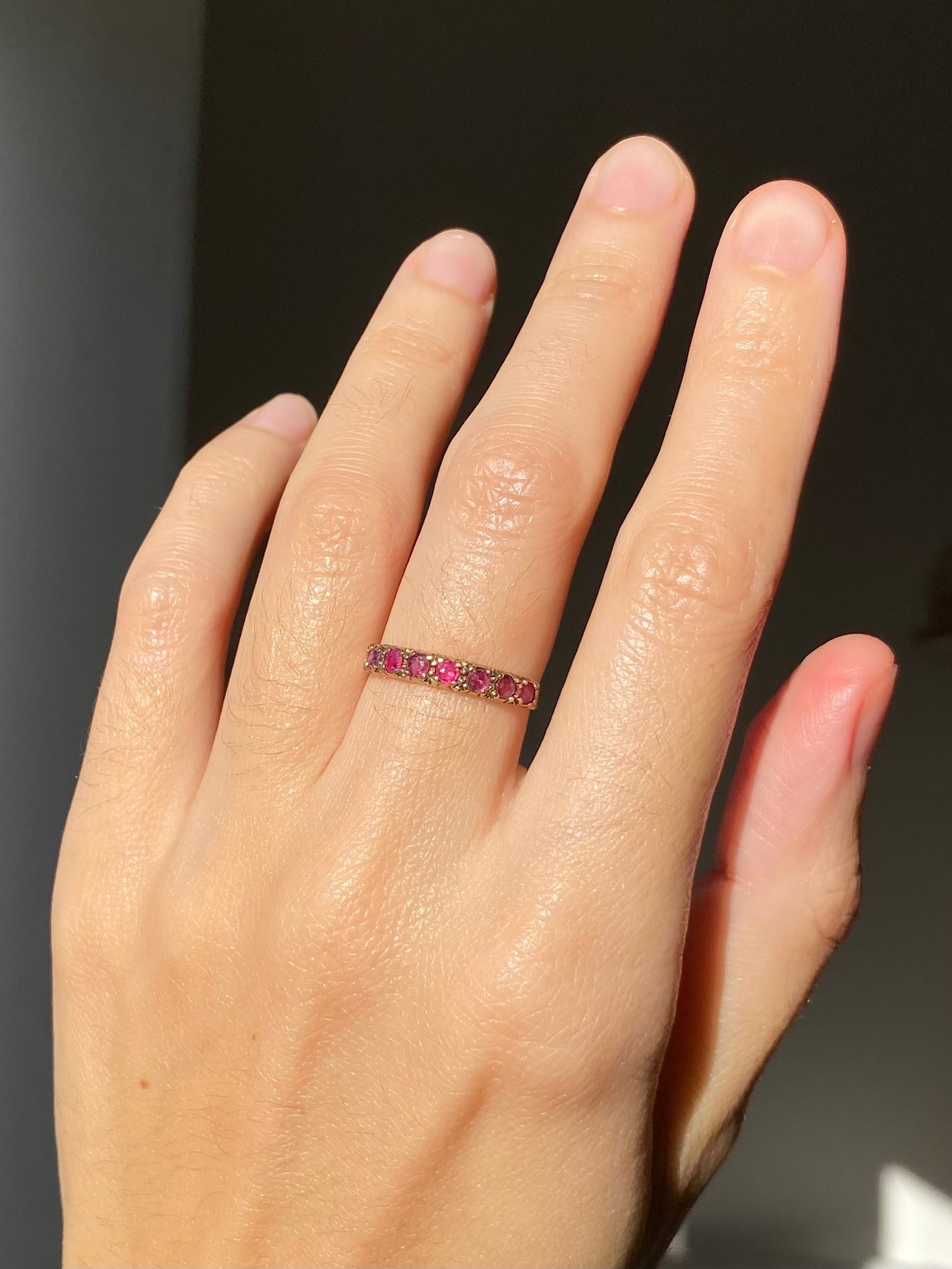 🌟 Vintage 9ct Gold Ruby Half Eternity Ring