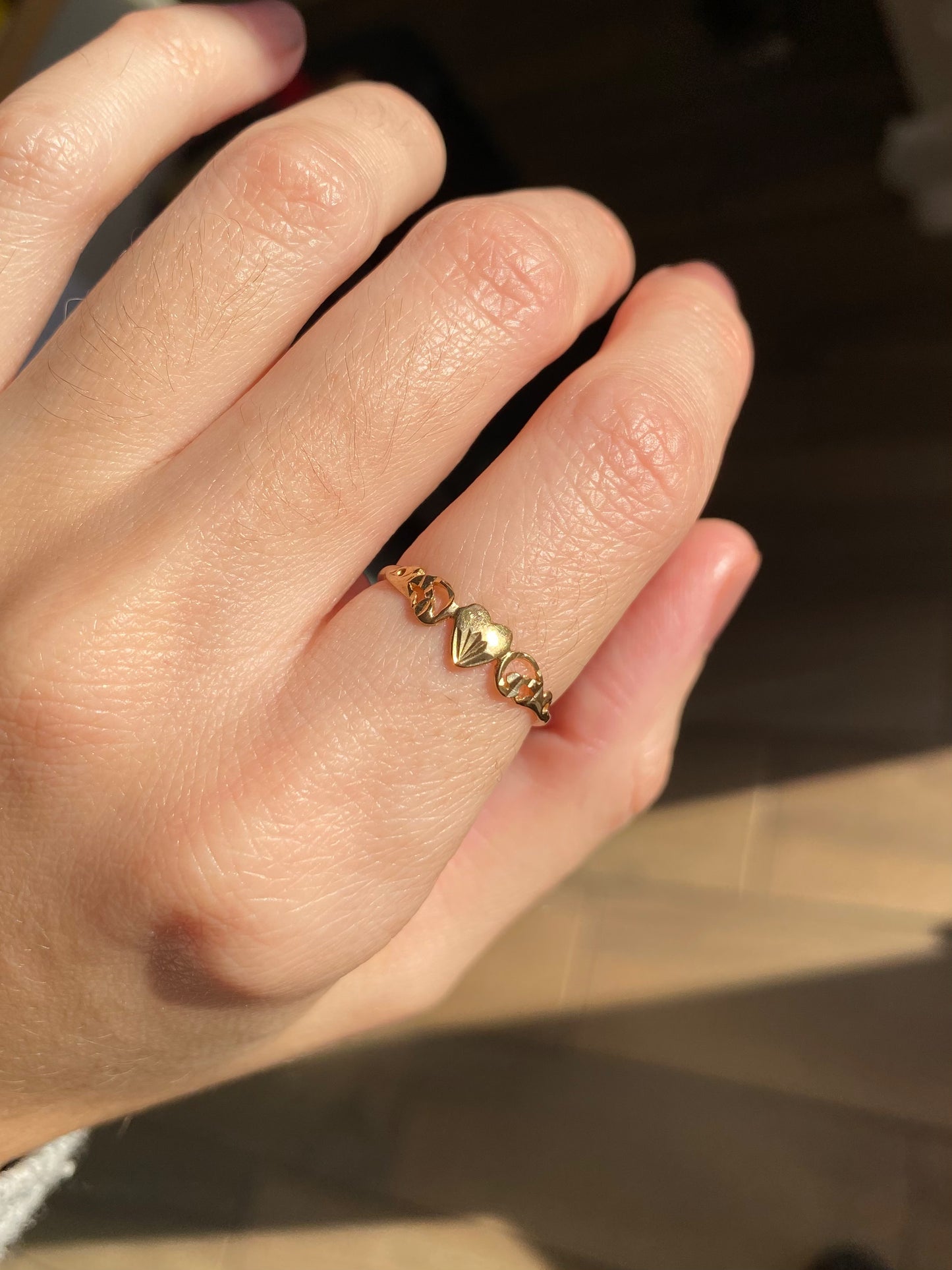 Vintage 9ct Gold Dainty Heart Stacking Ring