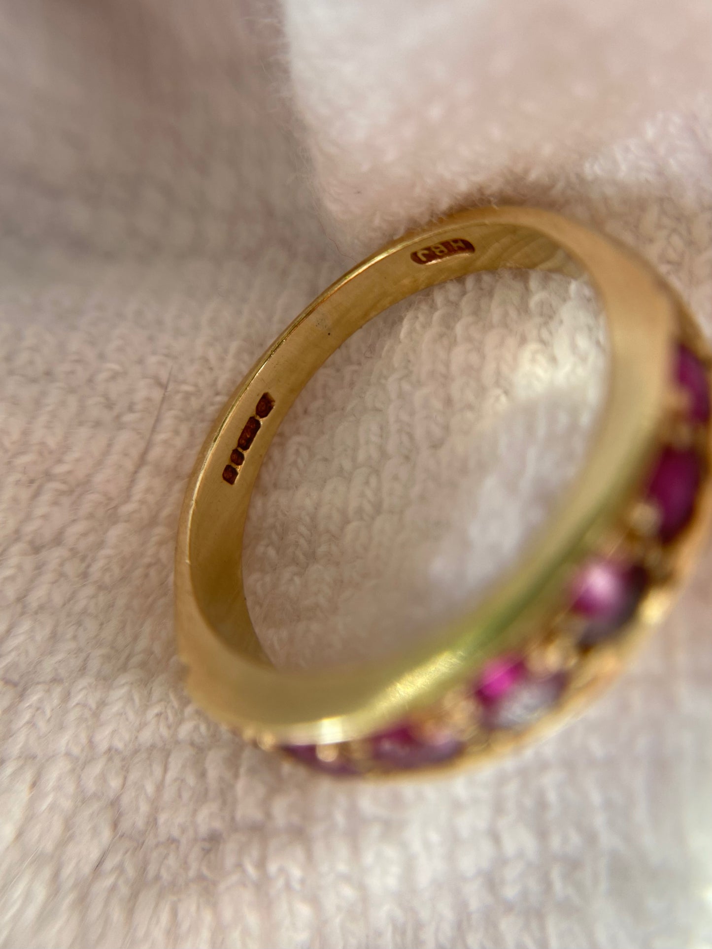 Vintage 9ct Gold Ruby Half Eternity Ring
