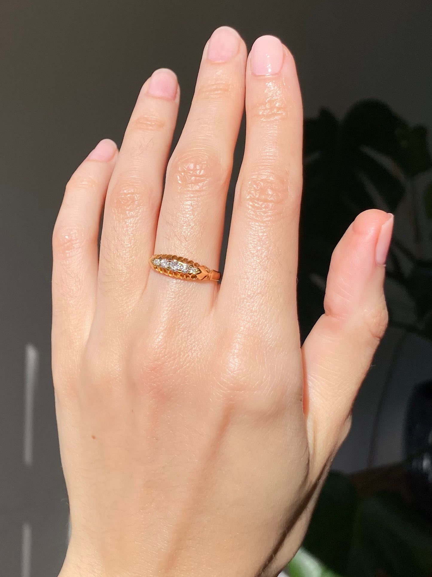 Antique 18ct Gold Diamond Boat Ring