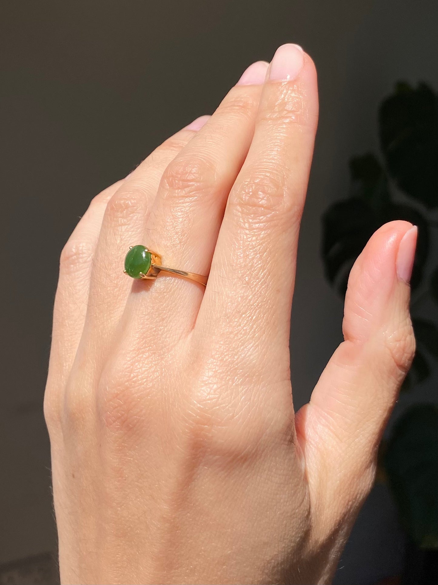 Preloved 14k Gold Jade Solitaire Ring