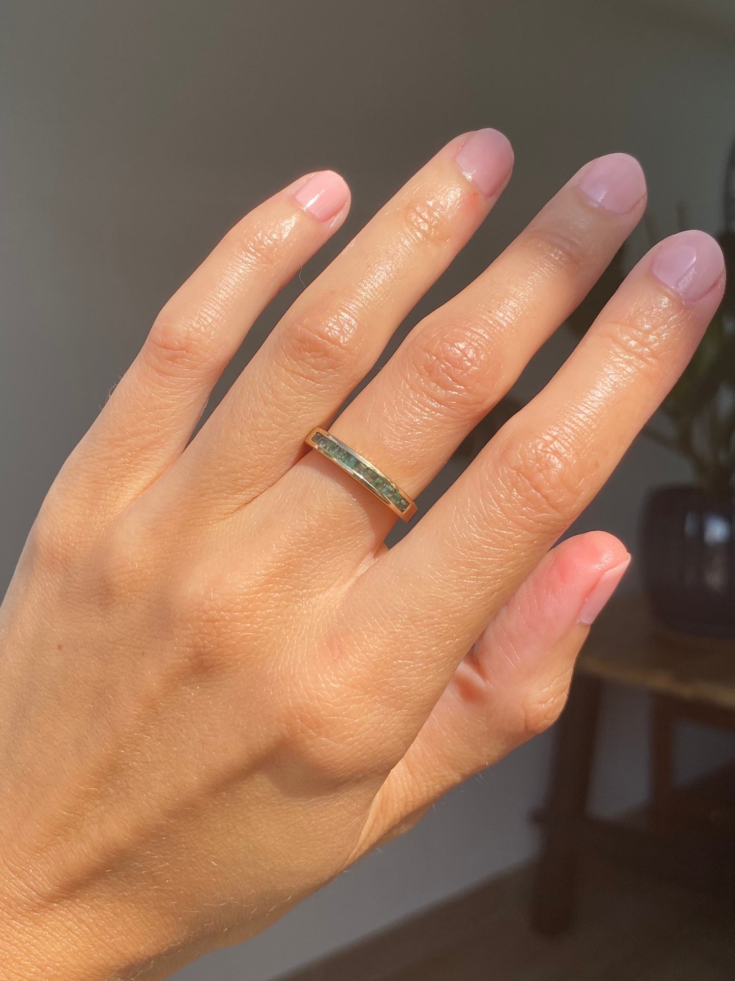 Preloved 9ct Gold Emerald Half Eternity Ring