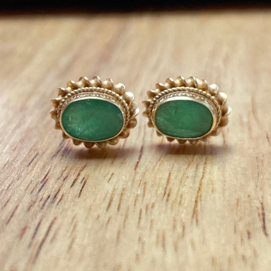 Vintage 9ct Gold Emerald Studs