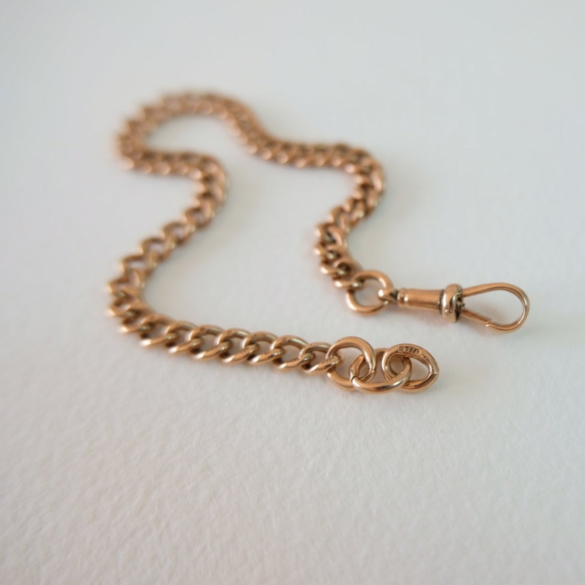 Antique 9ct Rose Gold Albert Bracelet/Chain Extender with Dog Clip