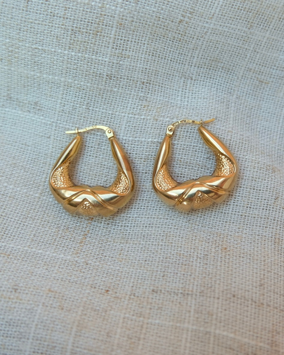 Vintage 9ct Gold Handbag Hoop Earrings