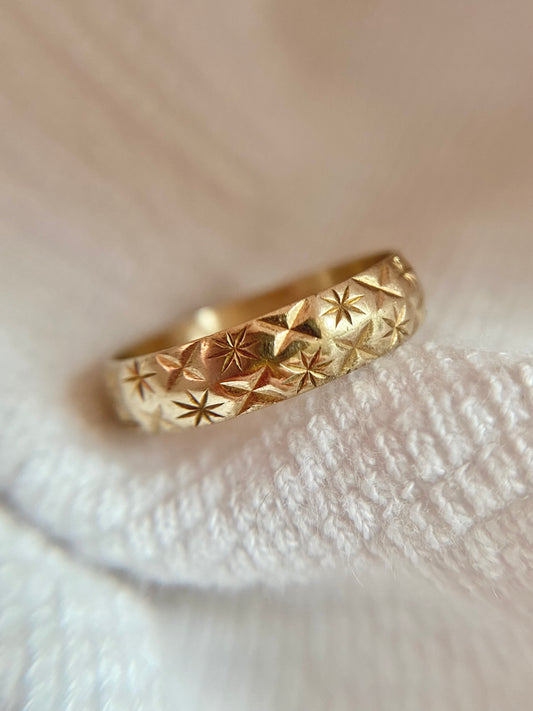 Vintage 9ct Gold Starry Band