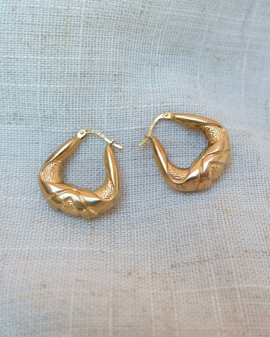 Vintage 9ct Gold Handbag Hoop Earrings