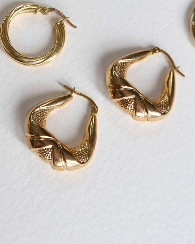 Vintage 9ct Gold Handbag Hoop Earrings