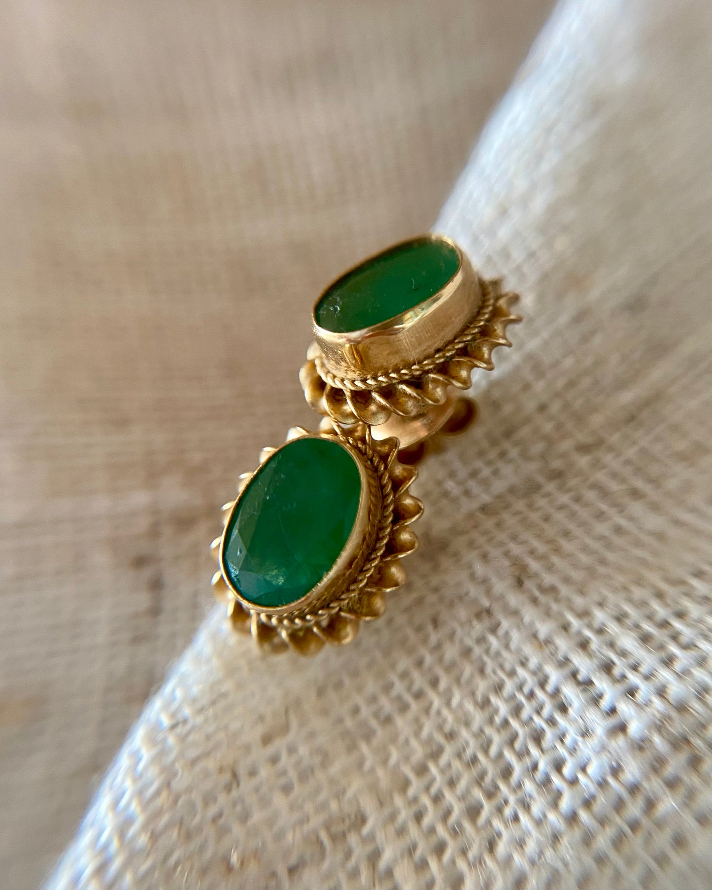 Vintage 9ct Gold Emerald Studs