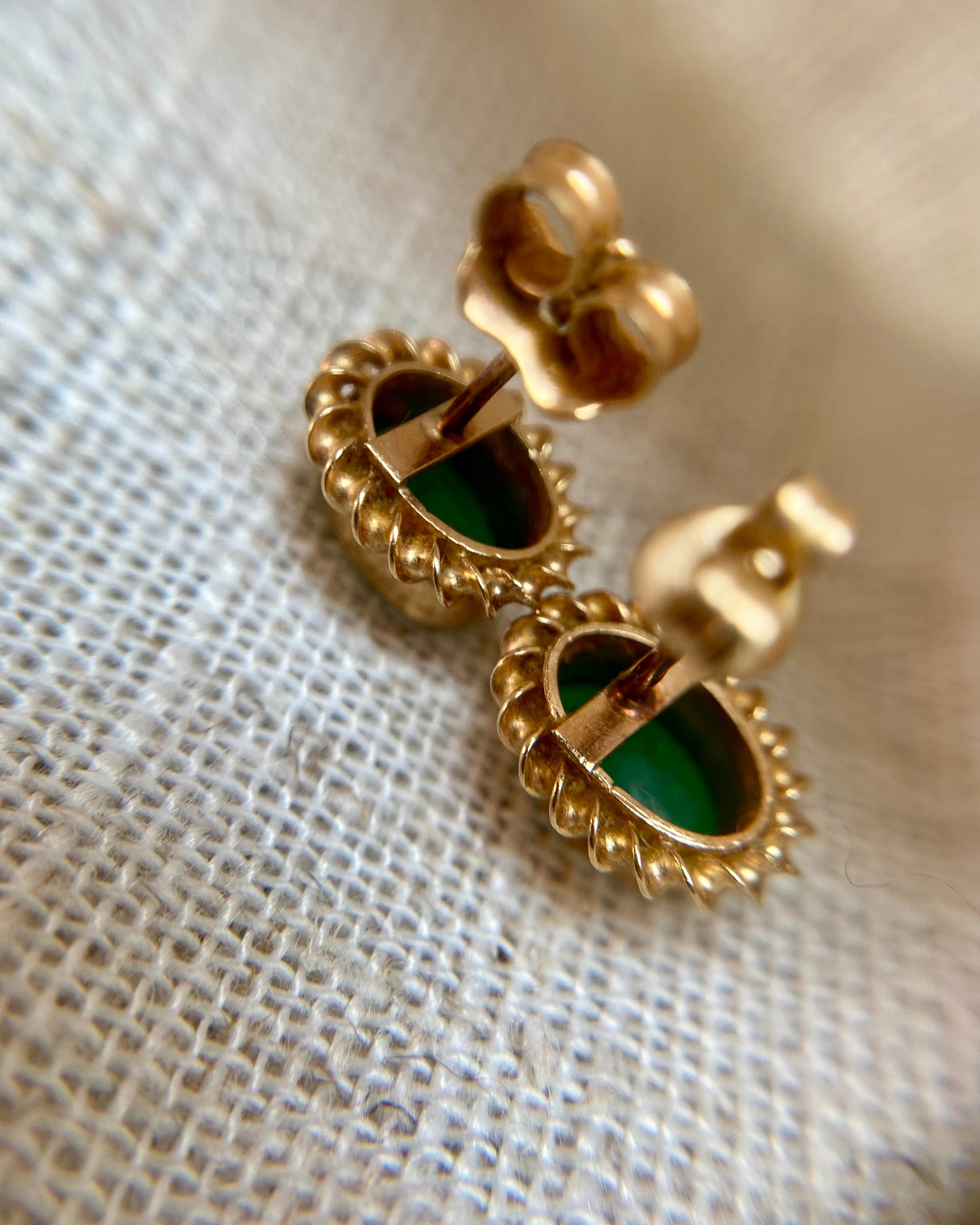 Vintage 9ct Gold Emerald Studs