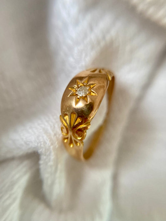 Antique 18ct Gold Diamond Starburst Ring