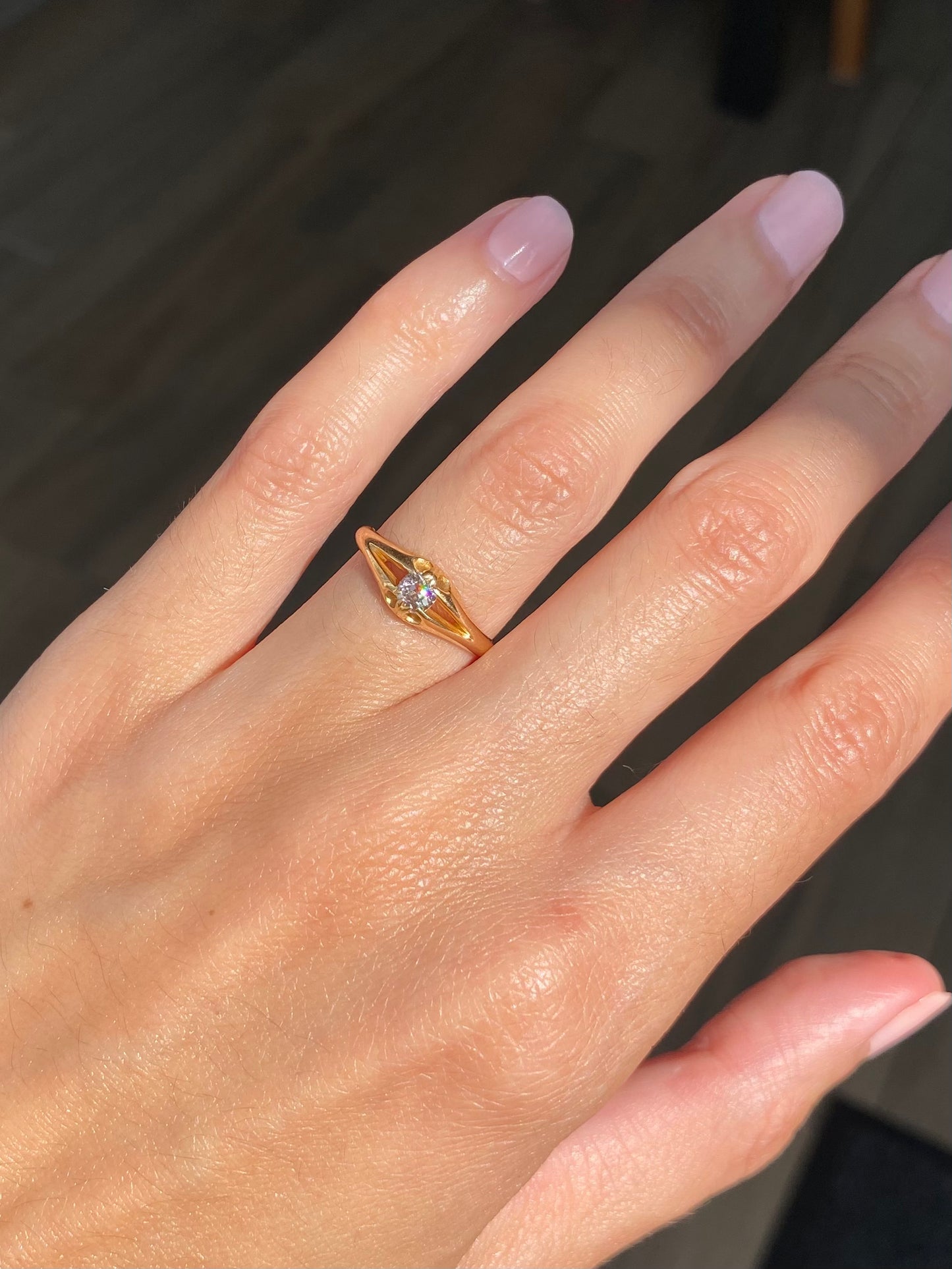 Antique 18ct Gold Old Cut Diamond Solitaire Ring