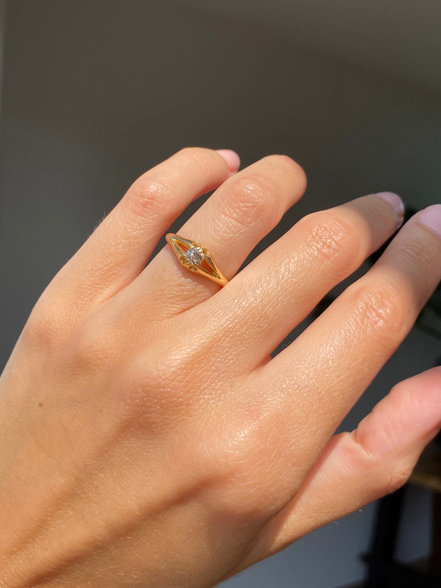 Antique 18ct Gold Old Cut Diamond Solitaire Ring
