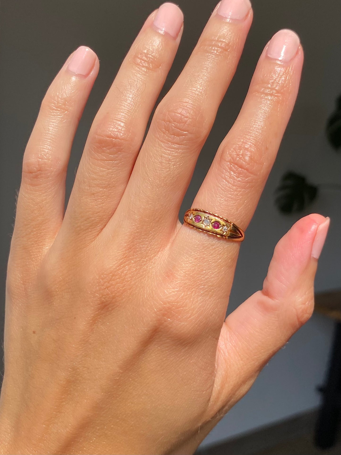 Antique 15ct Gold Ruby and Diamond Ring