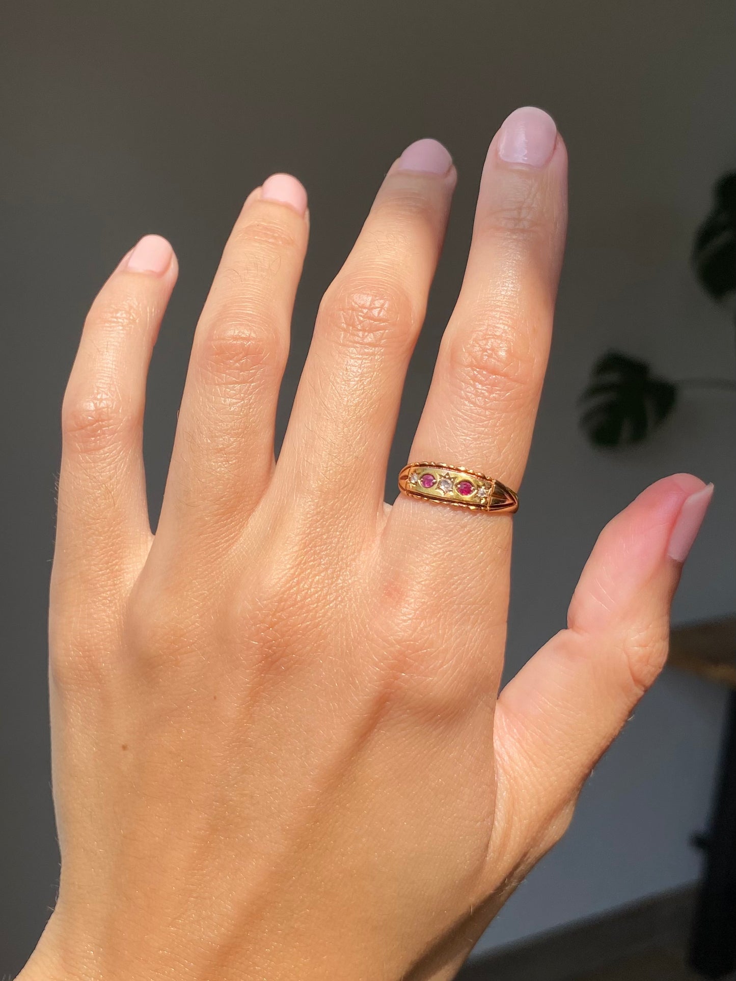 Antique 15ct Gold Ruby and Diamond Ring