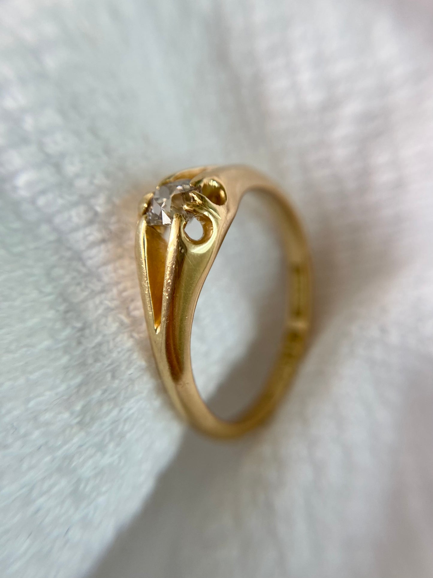 Antique 18ct Gold Old Cut Diamond Solitaire Ring