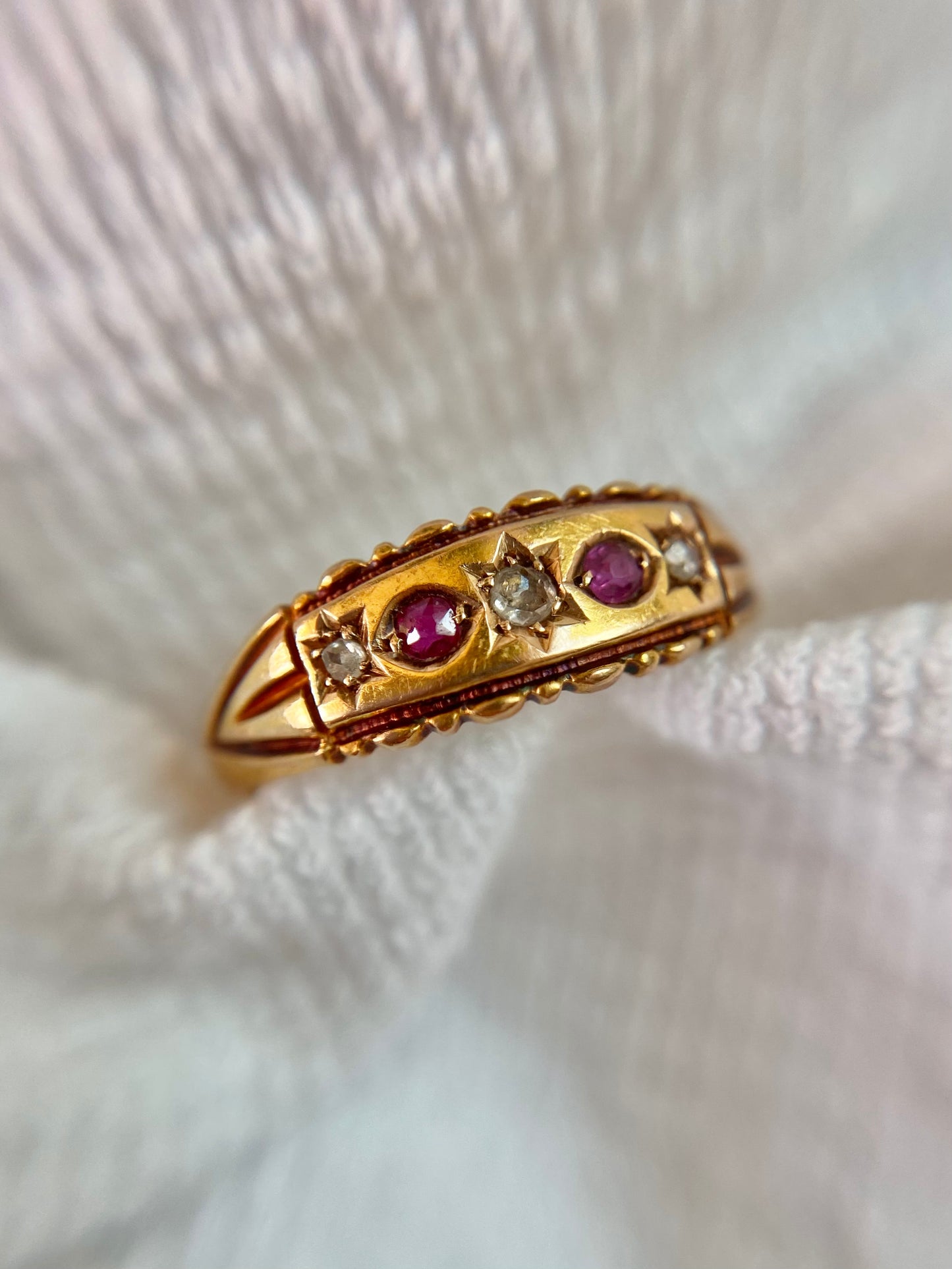 Antique 15ct Gold Ruby and Diamond Ring