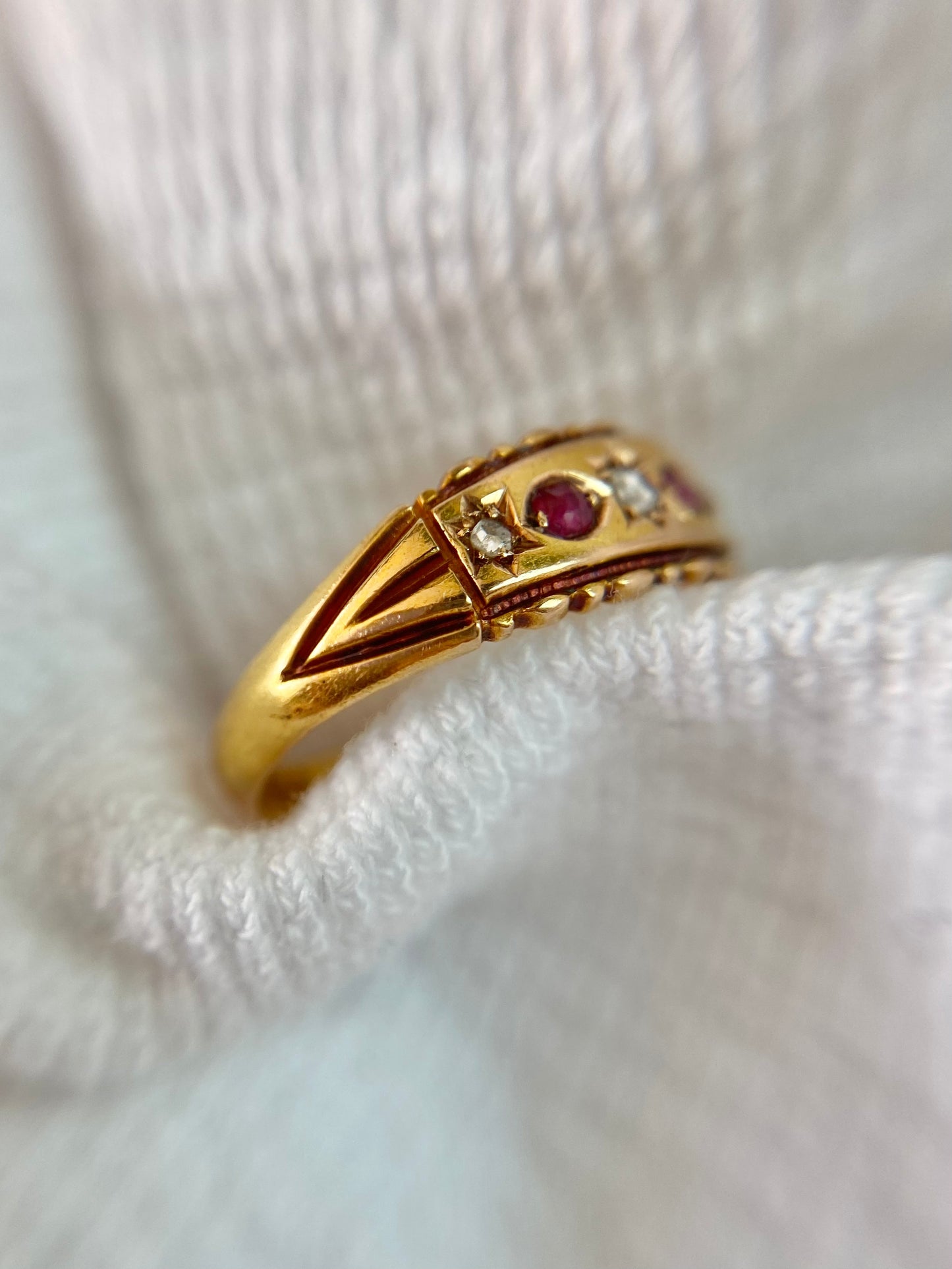 Antique 15ct Gold Ruby and Diamond Ring