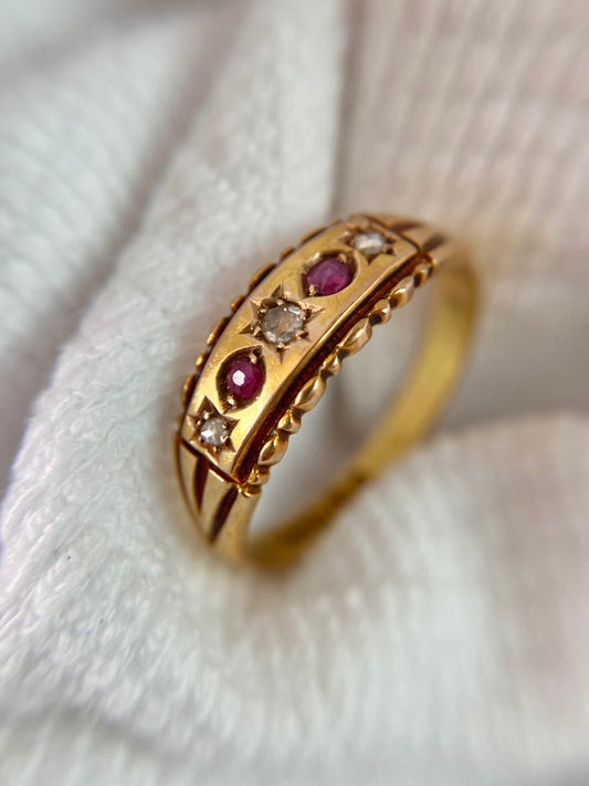 Antique 15ct Gold Ruby and Diamond Ring
