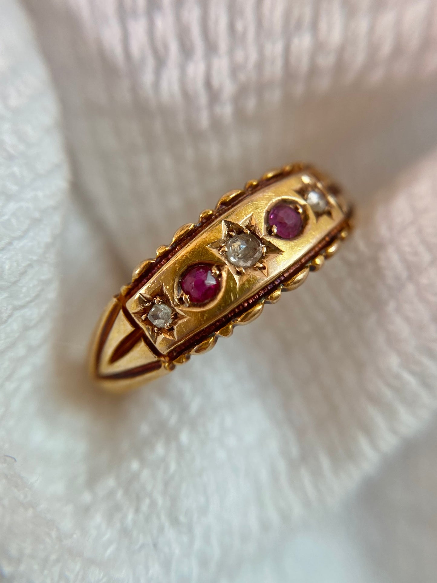 Antique 15ct Gold Ruby and Diamond Ring