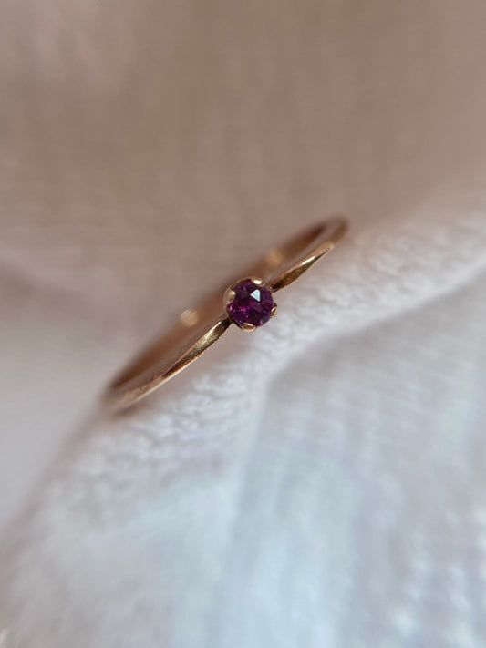 Vintage 9ct Gold Dainty Ruby Ring