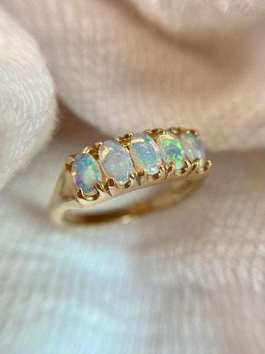 Preloved 9ct Gold 5 Opal Ring