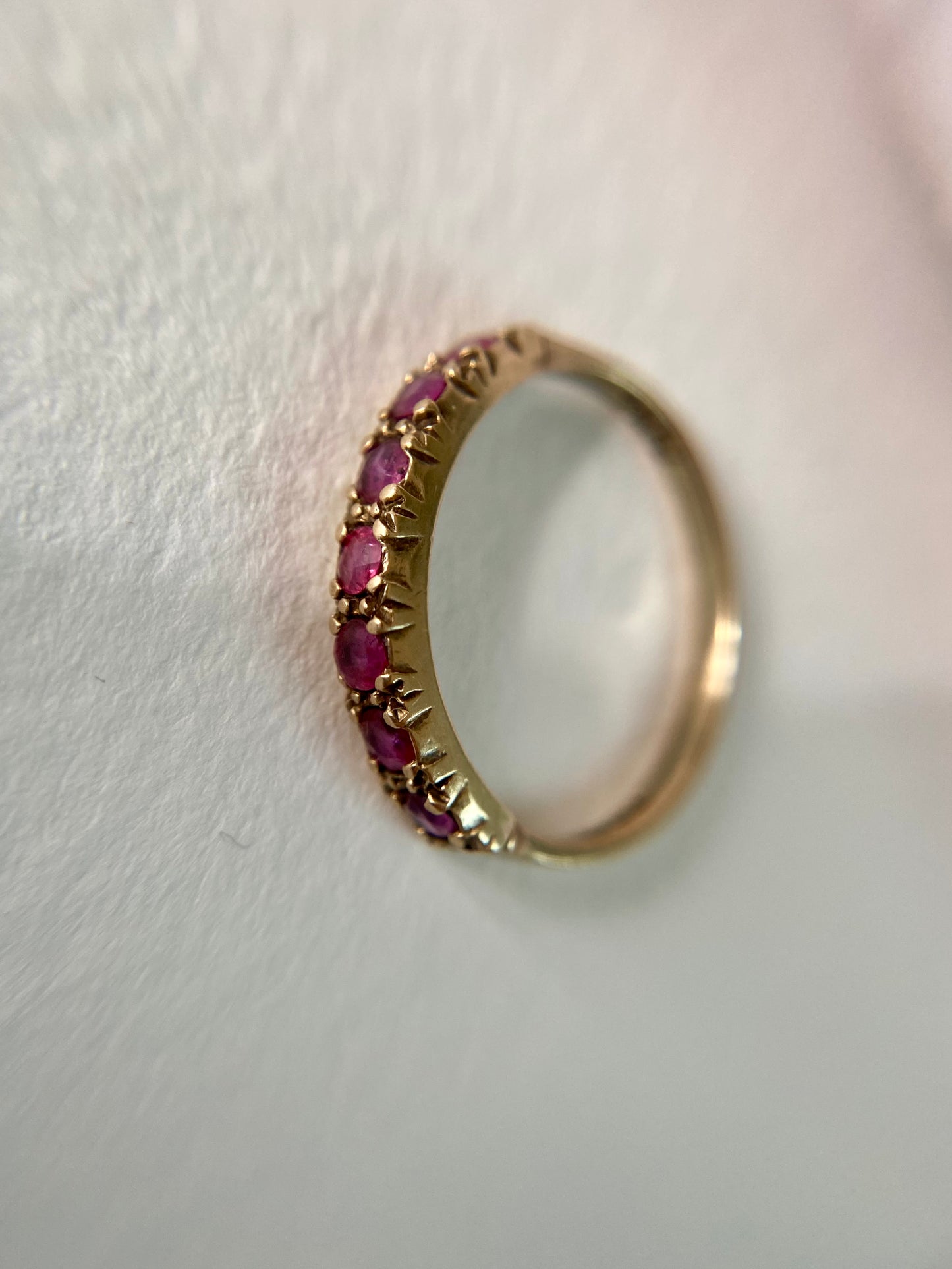 🌟 Vintage 9ct Gold Ruby Half Eternity Ring