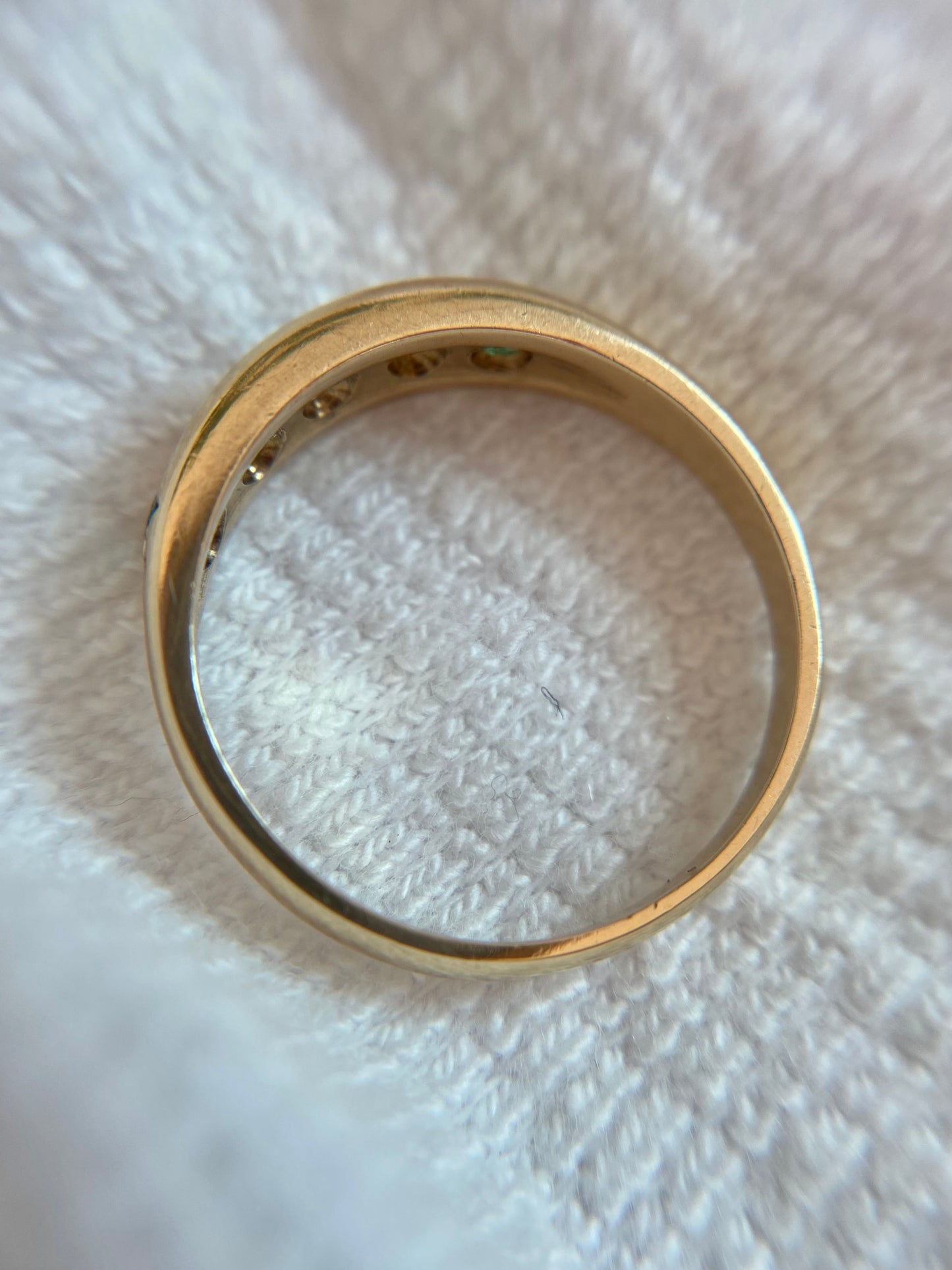 Vintage 9ct Gold Emerald + Diamond Band