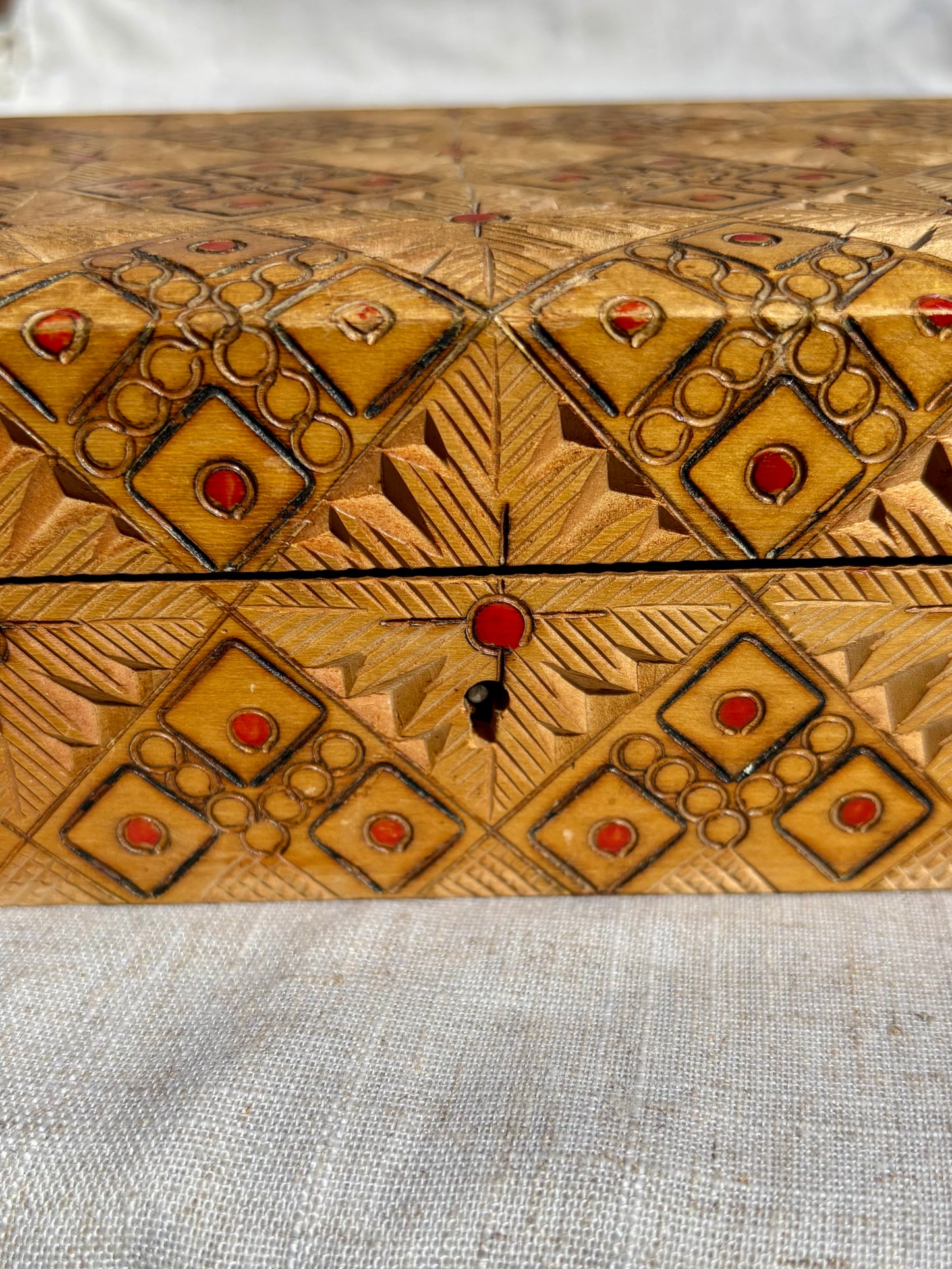 Carved Wooden Jewellery Box | Up-cycled Vintage Box