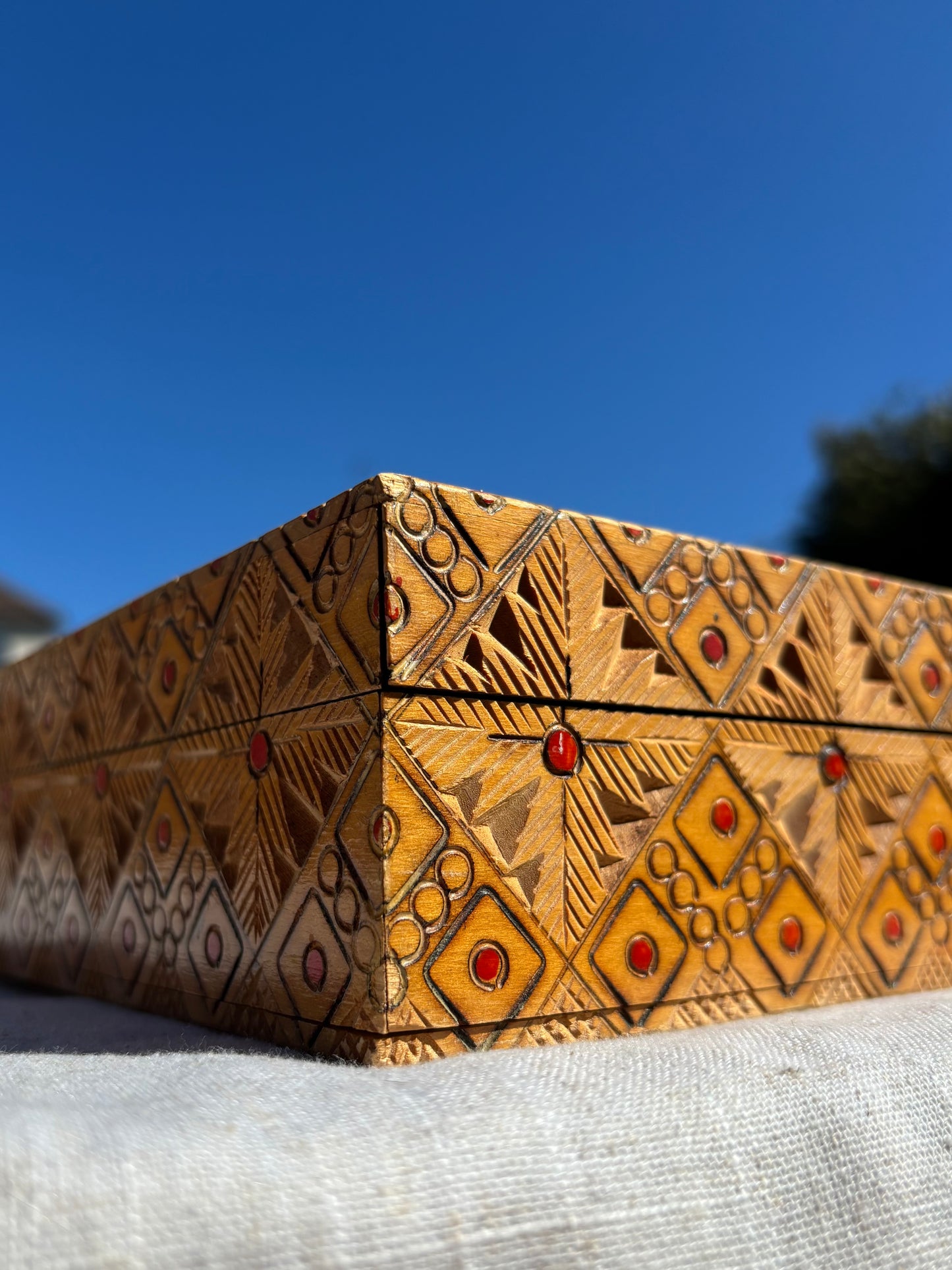 Carved Wooden Jewellery Box | Up-cycled Vintage Box