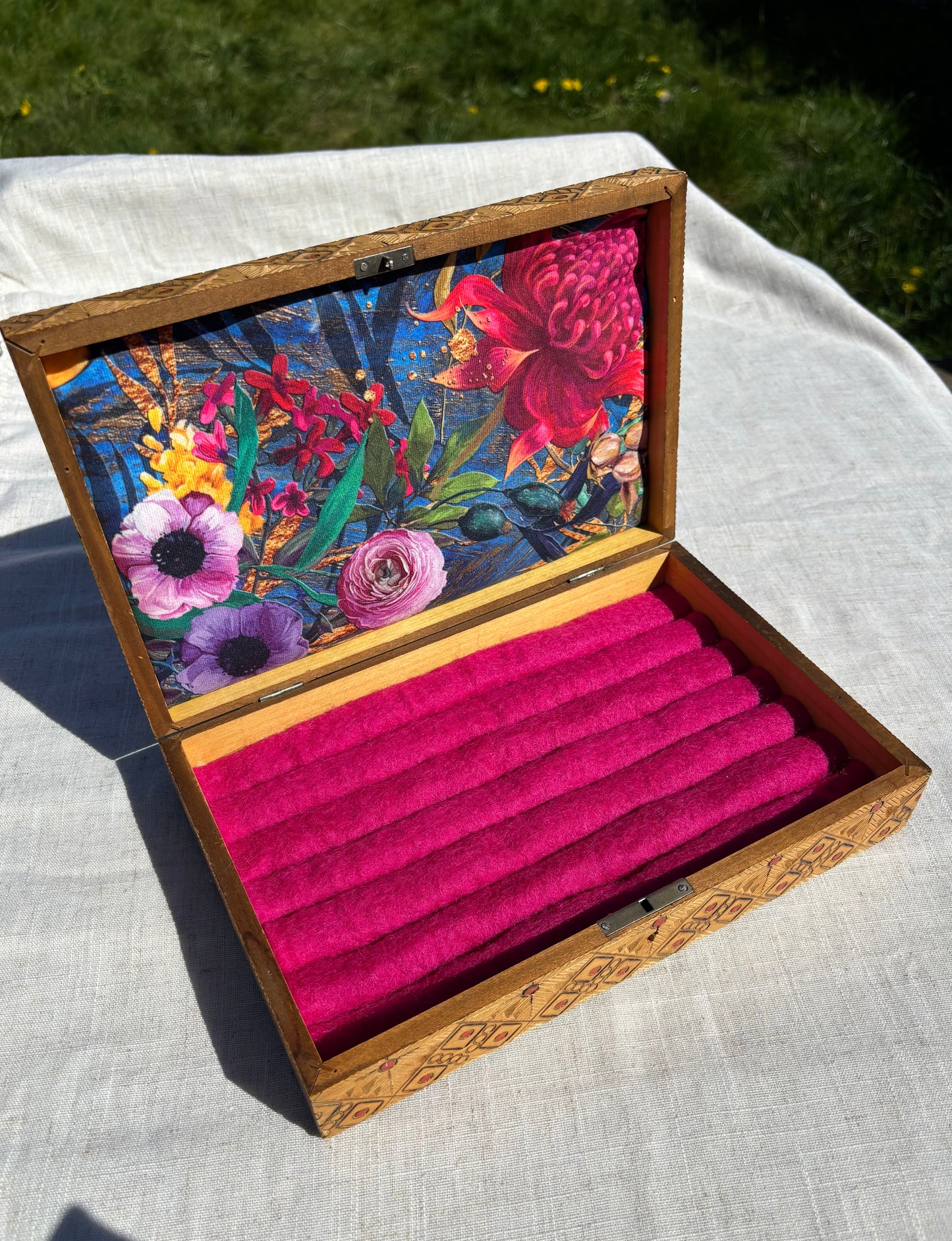 Carved Wooden Jewellery Box | Up-cycled Vintage Box