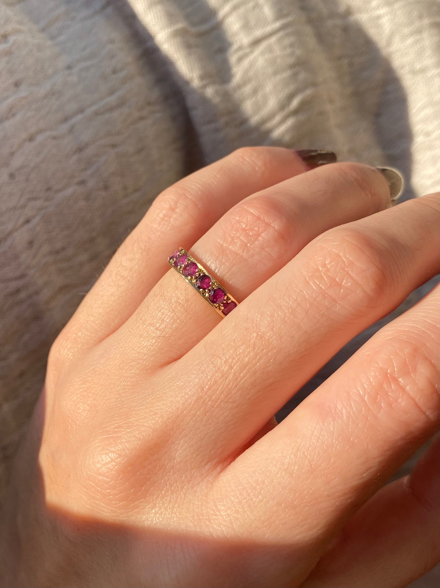 Vintage 9ct Gold Ruby Half Eternity Ring