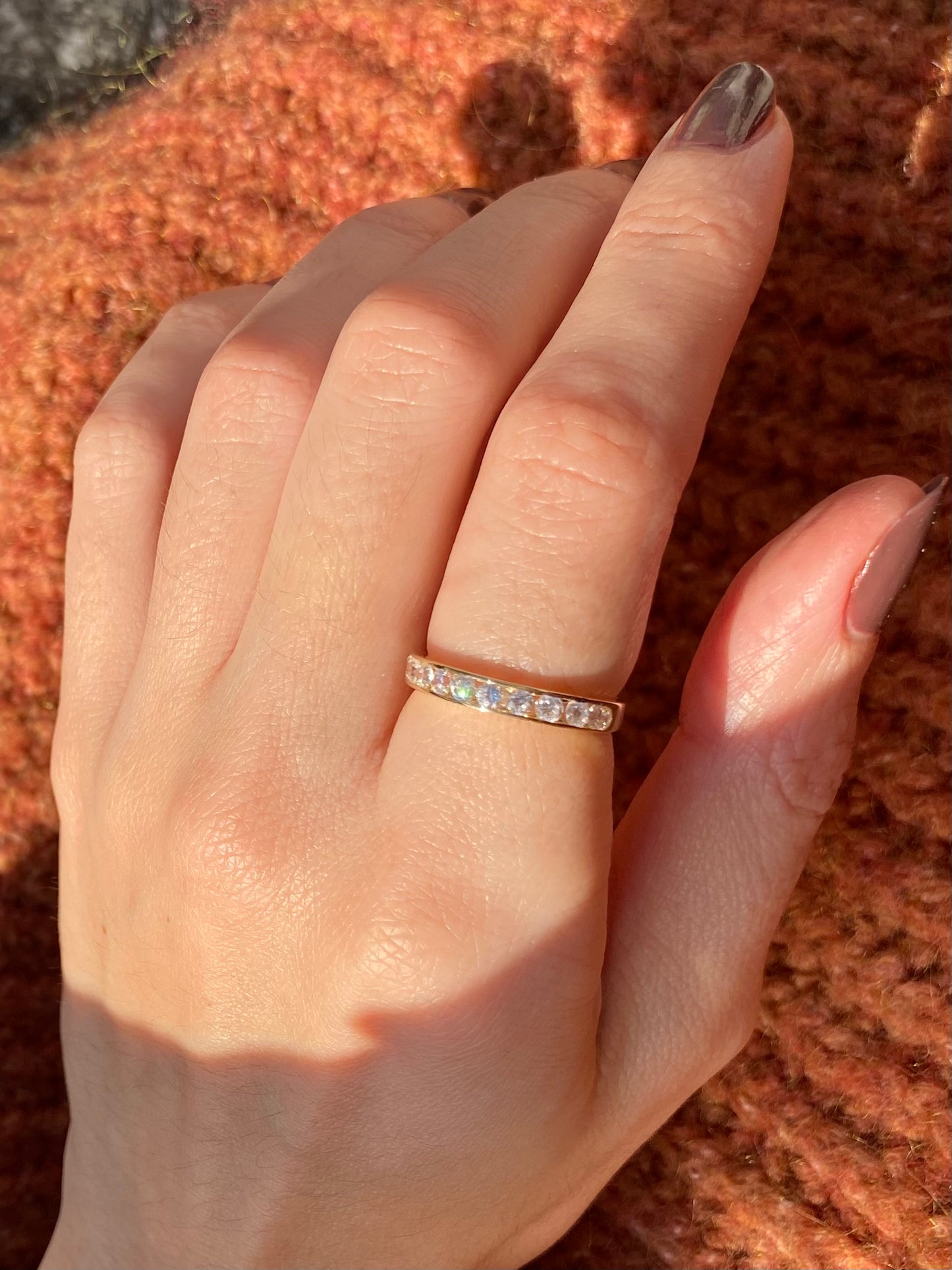 Vintage 9ct Gold CZ Half Eternity Ring