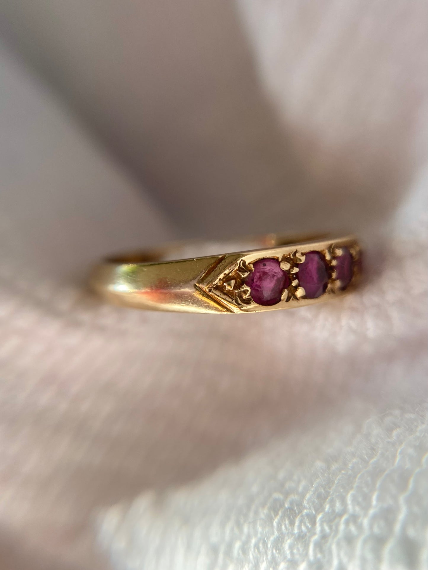 Vintage 9ct Gold Ruby Half Eternity Ring