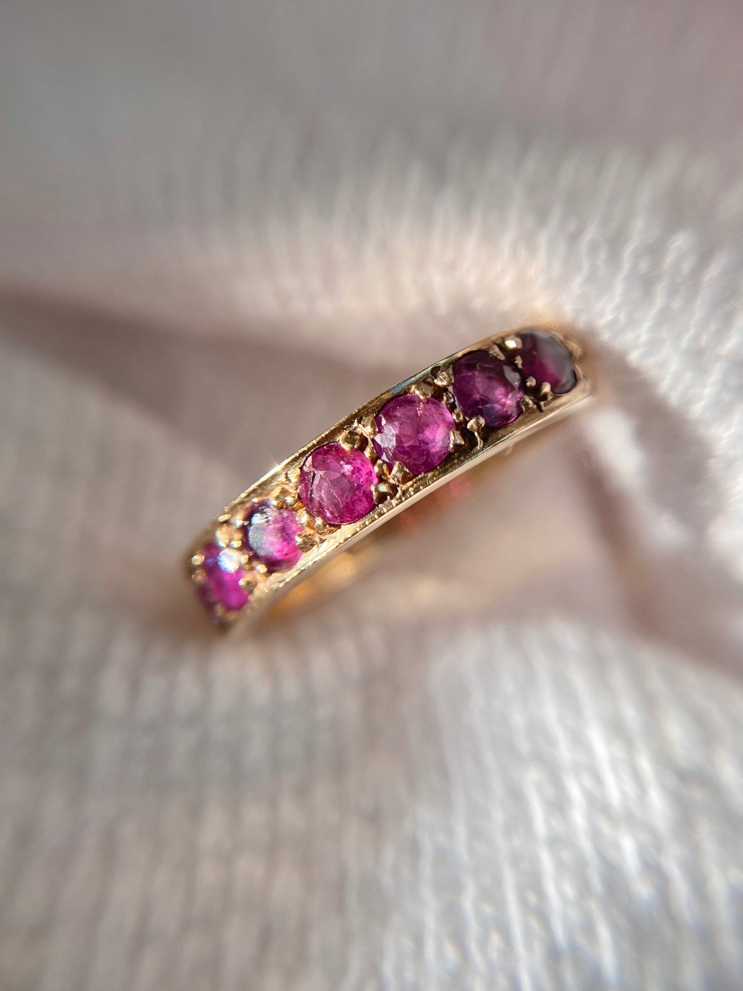 Vintage 9ct Gold Ruby Half Eternity Ring