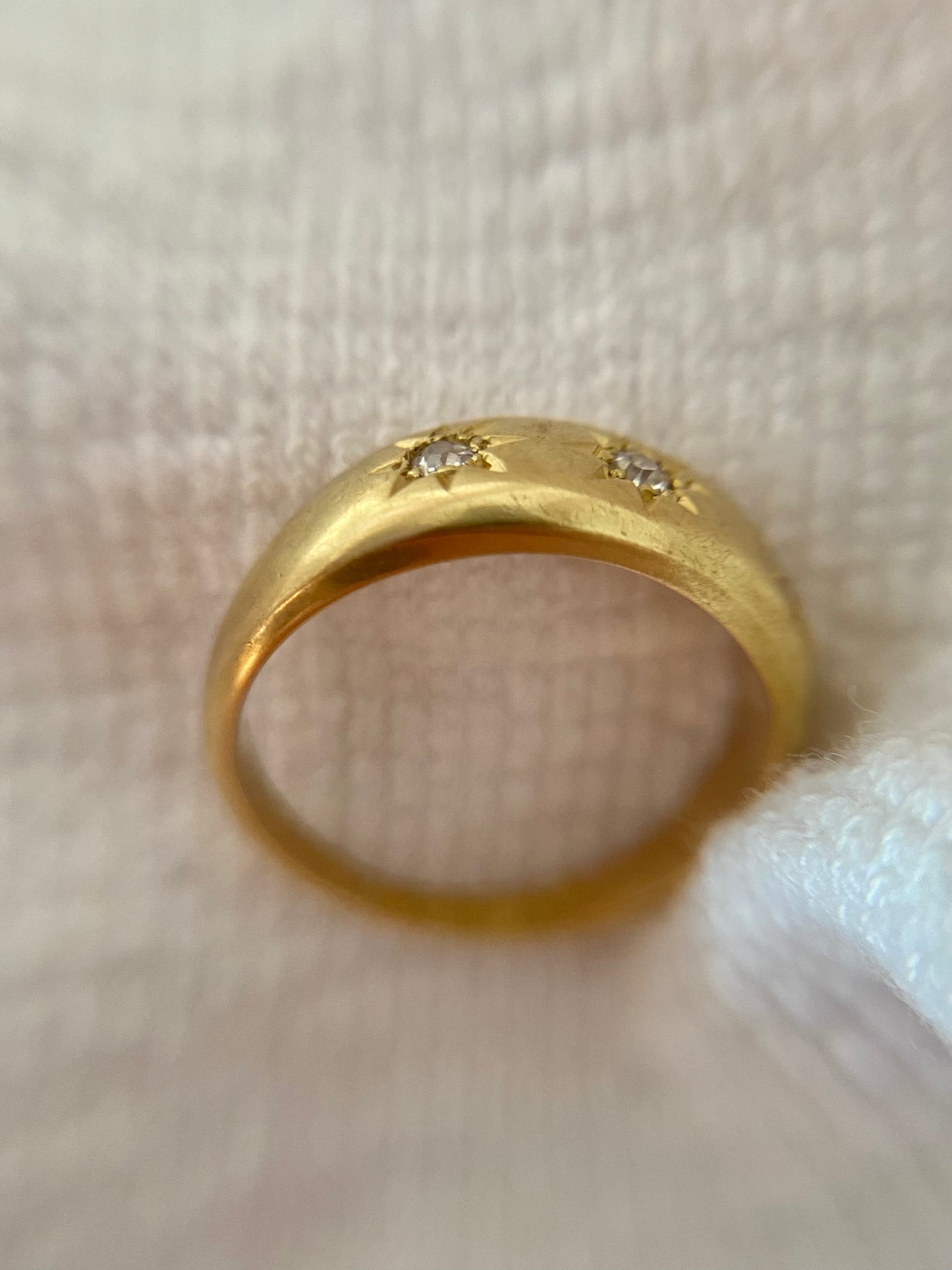 Antique 18ct Gold Diamond Starburst Trilogy Ring