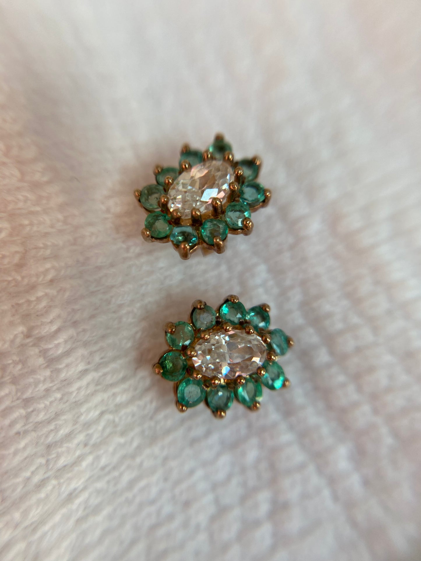 Preloved 9ct Gold Emerald & CZ Studs