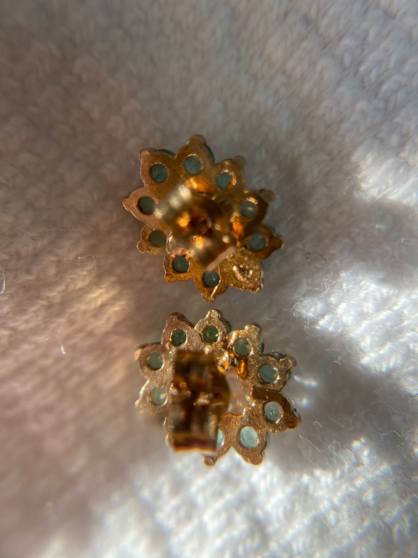 Preloved 9ct Gold Emerald & CZ Studs