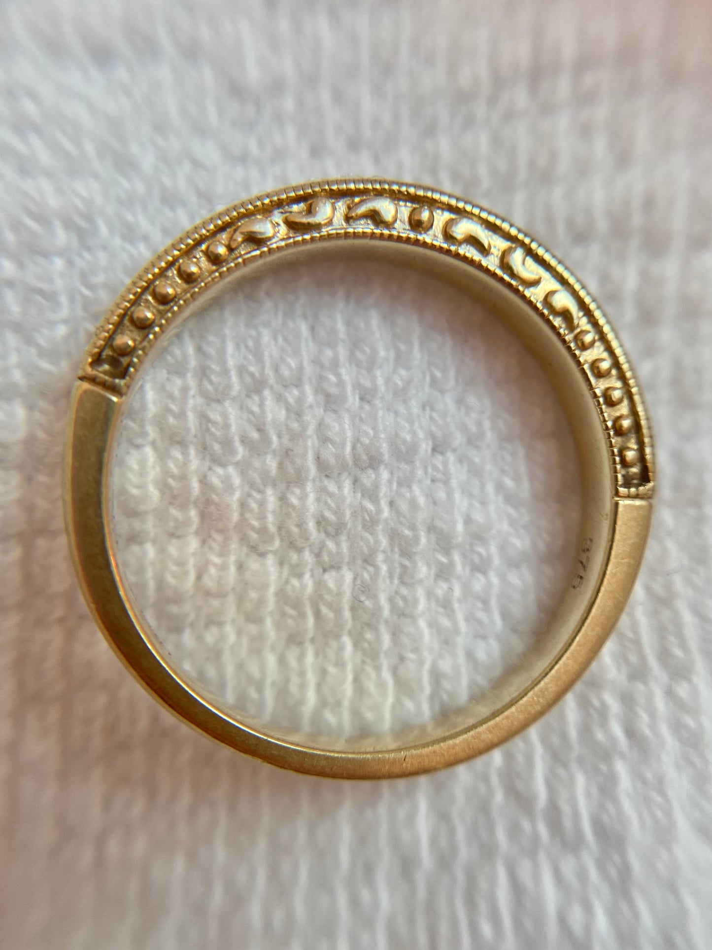 Vintage 9ct Gold Patterned Diamond Half Eternity Ring