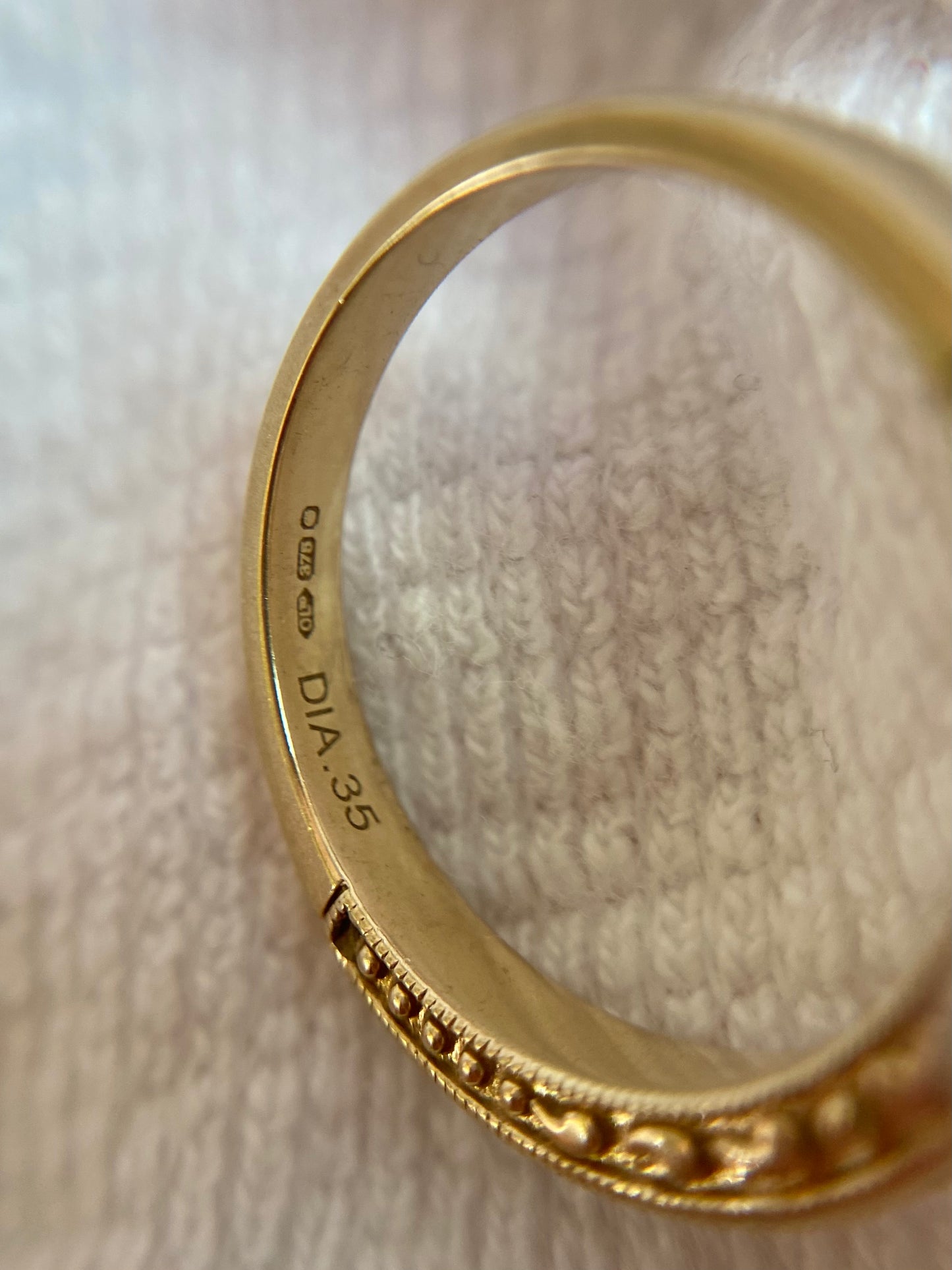 Vintage 9ct Gold Patterned Diamond Half Eternity Ring